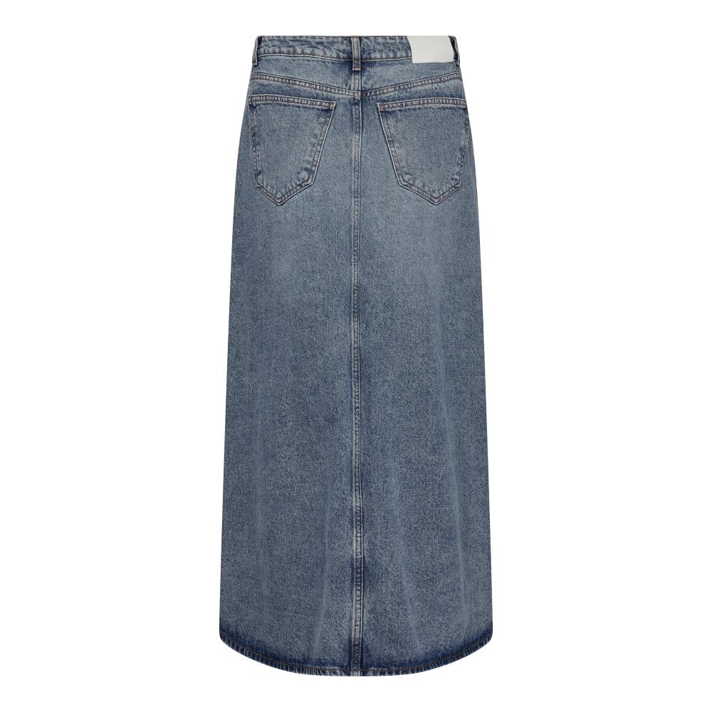 34099 - Vika lange a-symetrische denim rok